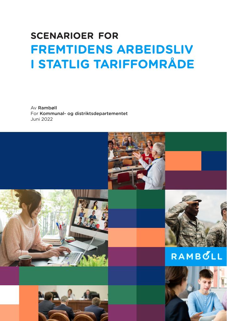Forsiden av dokumentet Scenarioer for fremtidens arbeidsliv i statlig tariffområde