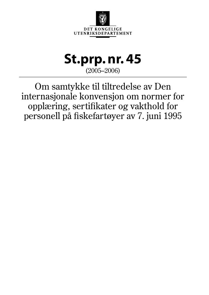 Forsiden av dokumentet St.prp. nr. 45 (2005-2006)