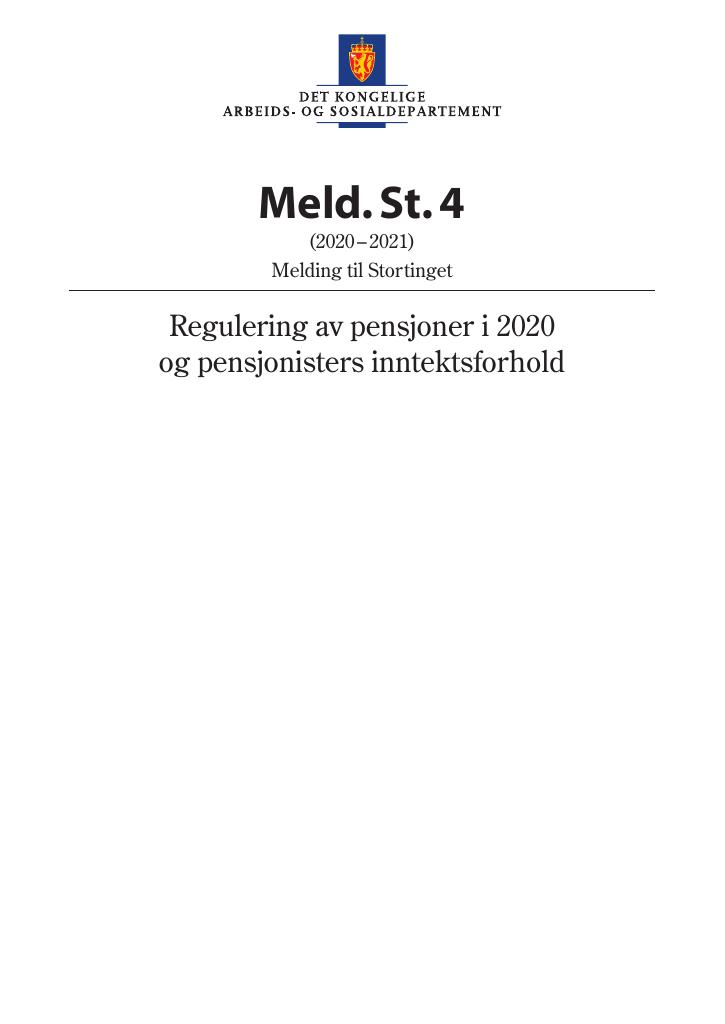 Forsiden av dokumentet Meld. St. 4 (2020–2021)