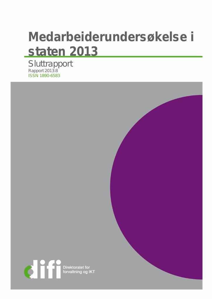 Medarbeiderundersøkelse I Staten 2013 - Sluttrapport - Kudos