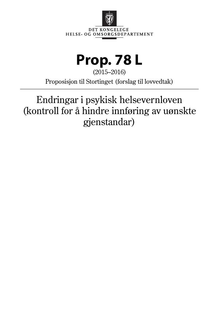 Forsiden av dokumentet Prop. 78 L (2015–2016)