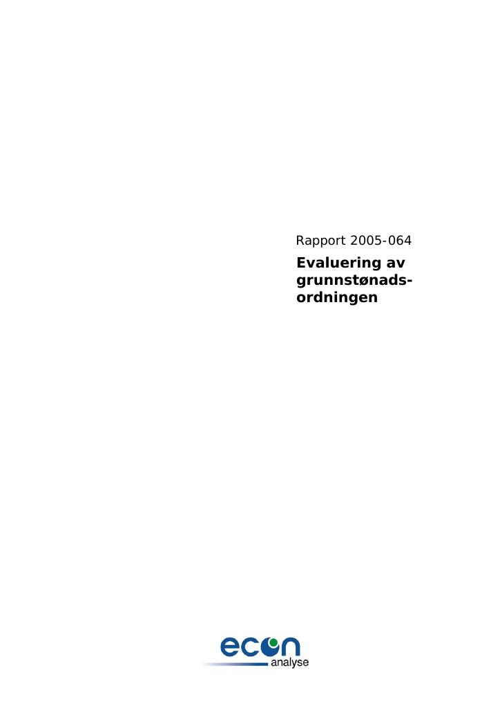 Forsiden av dokumentet Evaluering av grunnstønadsordningen