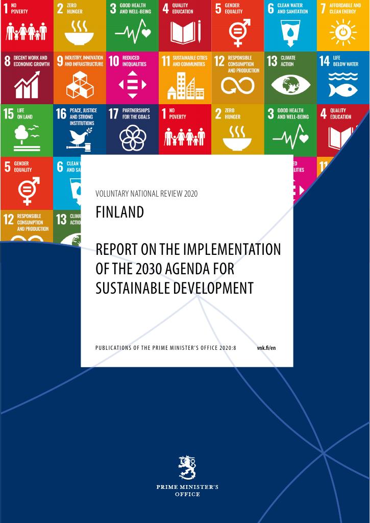 Forsiden av dokumentet Voluntary National Review 2020 FINLAND