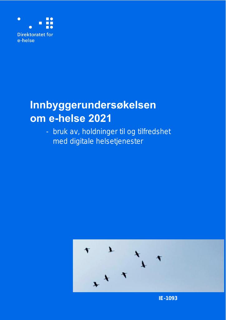 Forsiden av dokumentet Innbyggerundersøkelsen om e-helse 2021