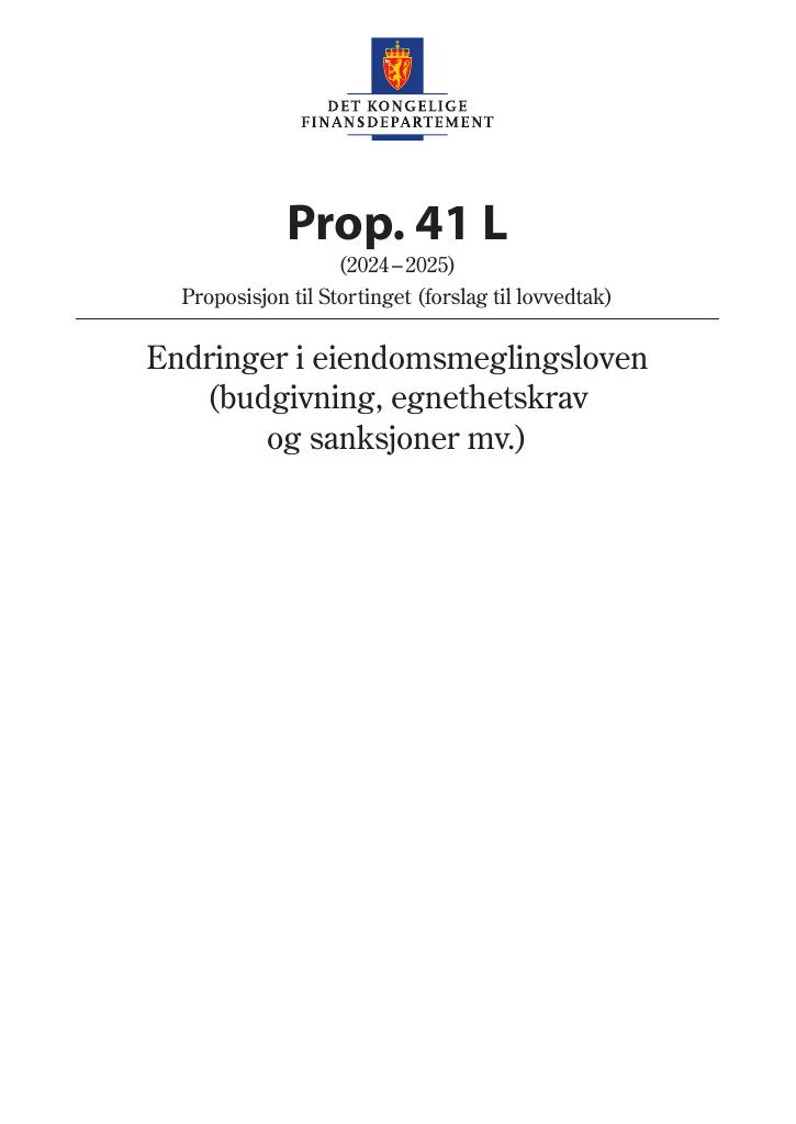 Forsiden av dokumentet Prop. 41 L (2024–2025)