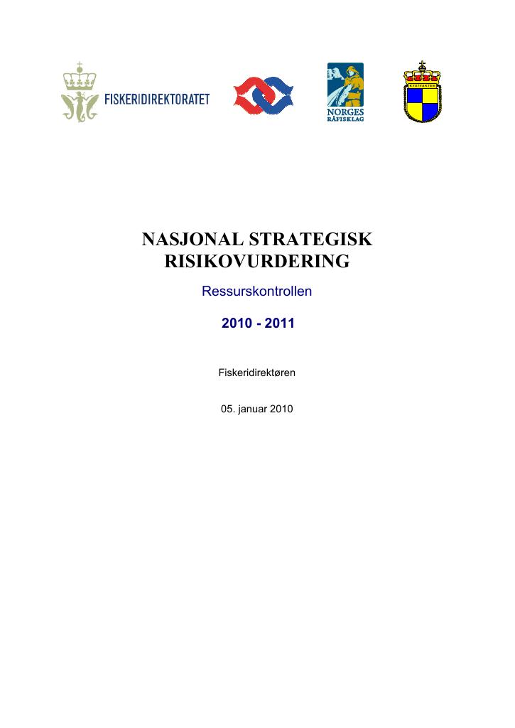 Forsiden av dokumentet Nasjonal strategisk risikovurdering