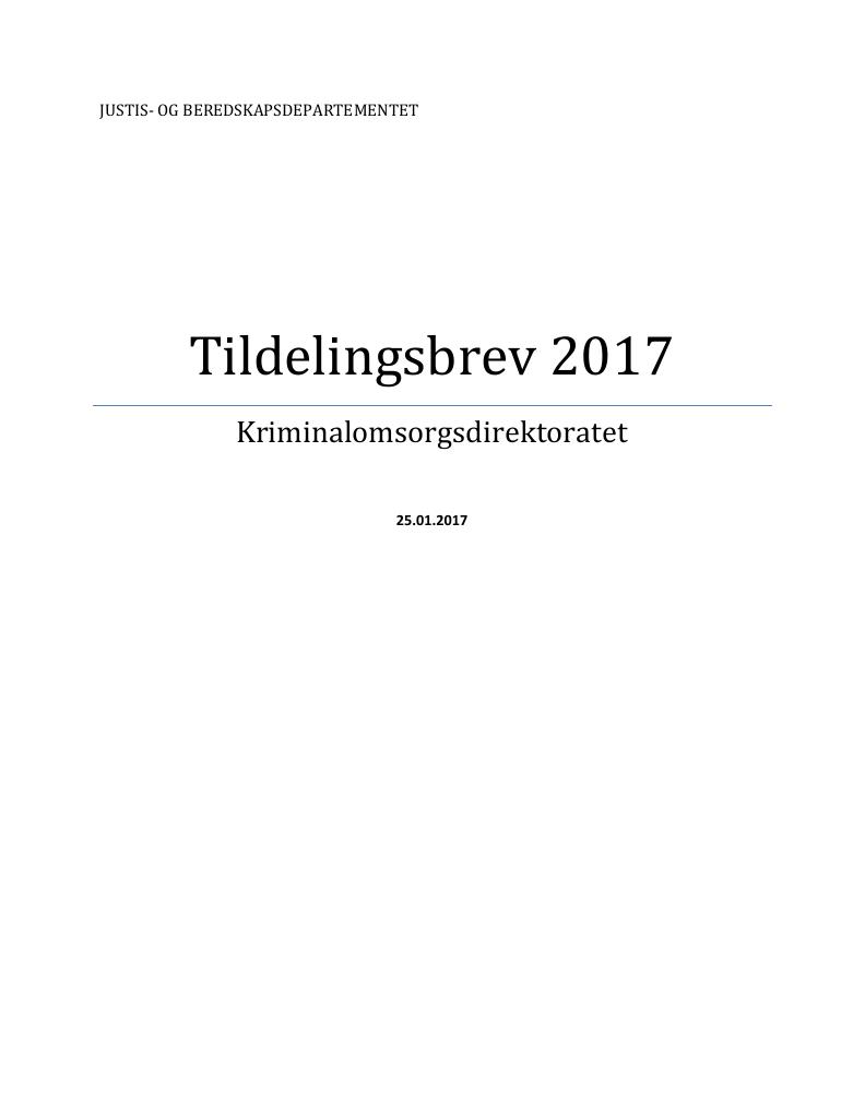 Forsiden av dokumentet Tildelingsbrev (PDF)