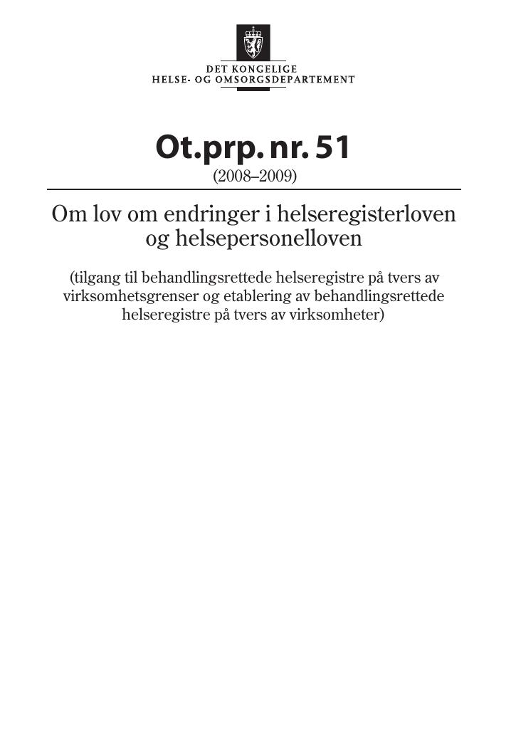 Forsiden av dokumentet Ot.prp. nr. 51 (2008-2009)