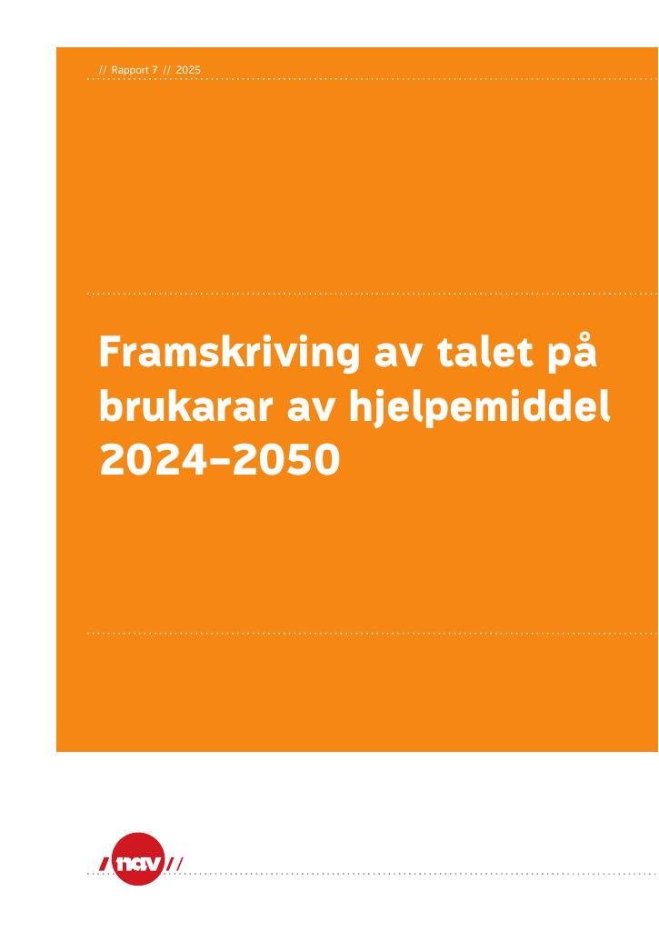 Forsiden av dokumentet Framskriving av talet på brukarar av hjelpemiddel 2024–2050