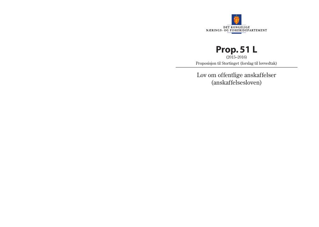 Forsiden av dokumentet Prop. 51 L (2015–2016)