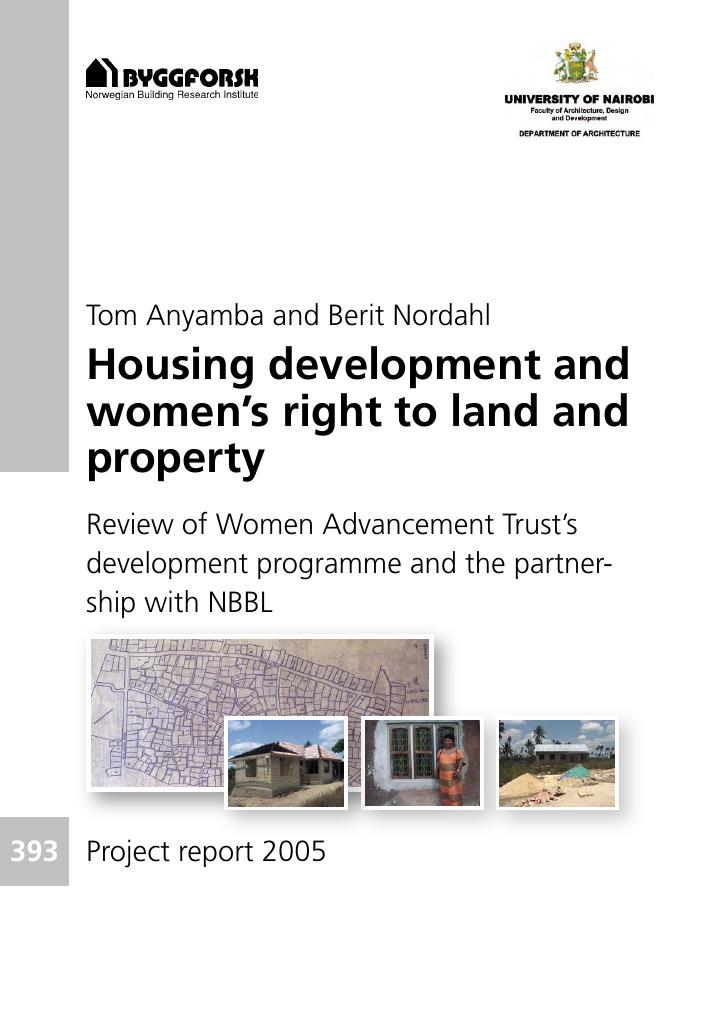 Forsiden av dokumentet Housing development and women's right to land and property