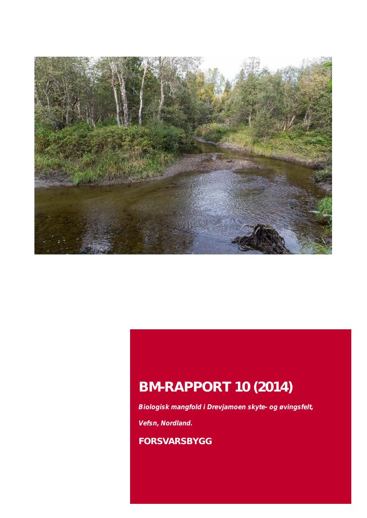 Forsiden av dokumentet Biologisk mangfold i Drevjamoen skyte- og øvingsfelt, Vefsn, Nordland :