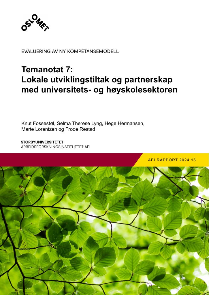Forsiden av dokumentet Evaluering av kompetansemodell: Hvordan lykkes med lokal kompetanseutvikling i praksis?