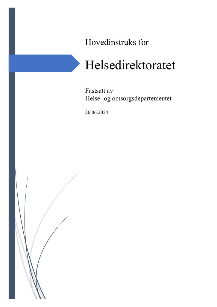 Forsiden av dokumentet Hovedinstruks for Helsedirektoratet
