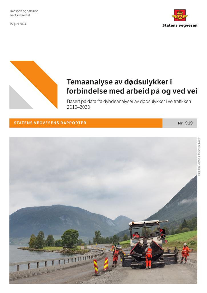 Forsiden av dokumentet Temaanalyse av dødsulykker i forbindelse med arbeid på og ved vei
