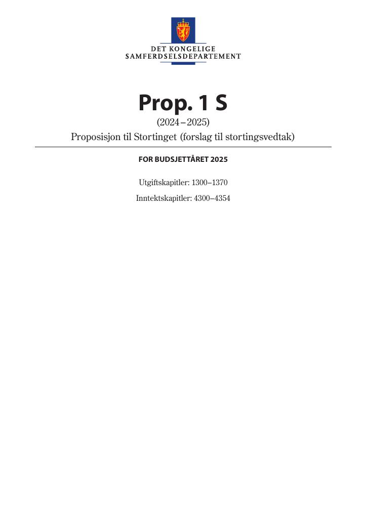 Forsiden av dokumentet Prop. 1 S (2024–2025)