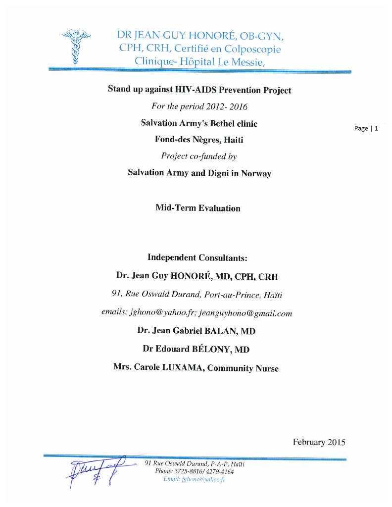 Forsiden av dokumentet Stand up against HIV-AIDS Prevention project