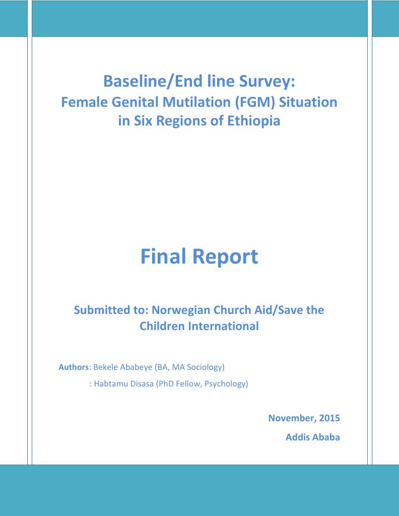 Forsiden av dokumentet Female Genital Mutilation (FGM) Situation in Six Regions of Ethiopia