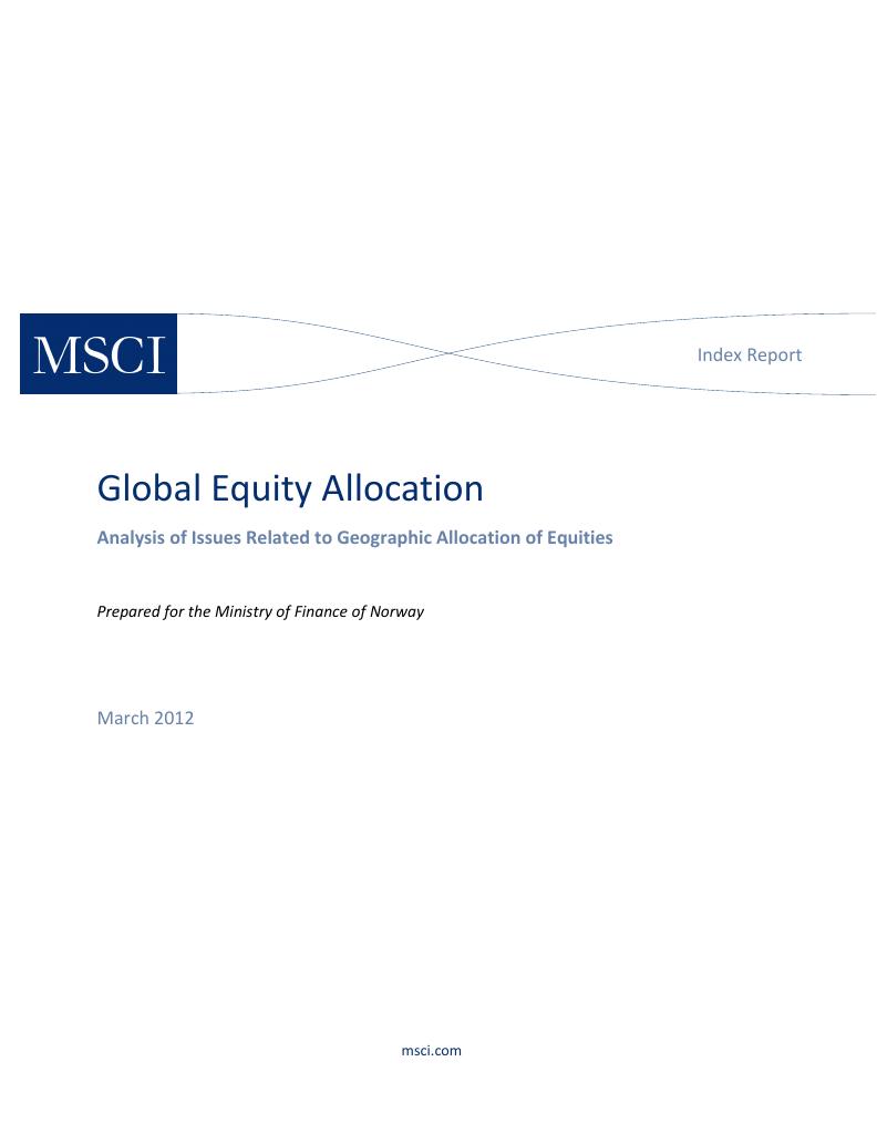Forsiden av dokumentet Global Equity Allocation
