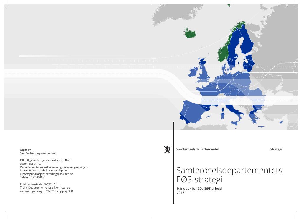 Forsiden av dokumentet Samferdselsdepartementets EØS-strategi - Håndbok for SDs EØS-arbeid