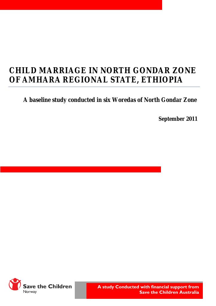 Forsiden av dokumentet Child Marriage in North Gondar Zone of Amhara Regional State, Ethiopia
