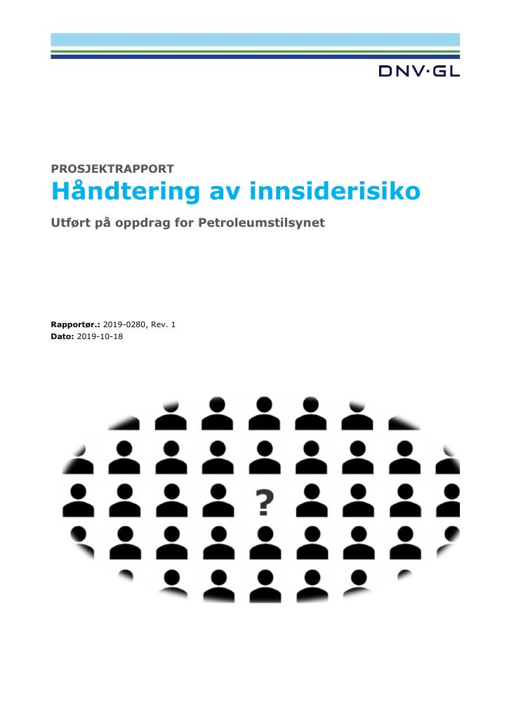 Forsiden av dokumentet Håndtering av innsiderisiko