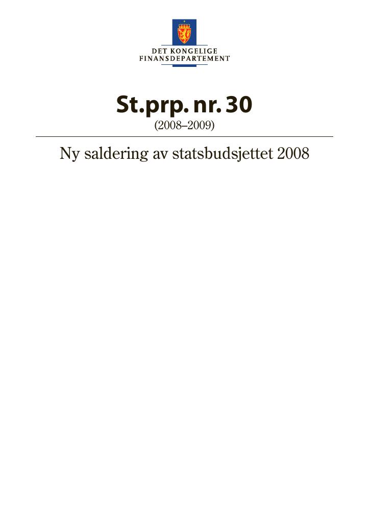 Forsiden av dokumentet St.prp. nr. 30 (2008-2009)