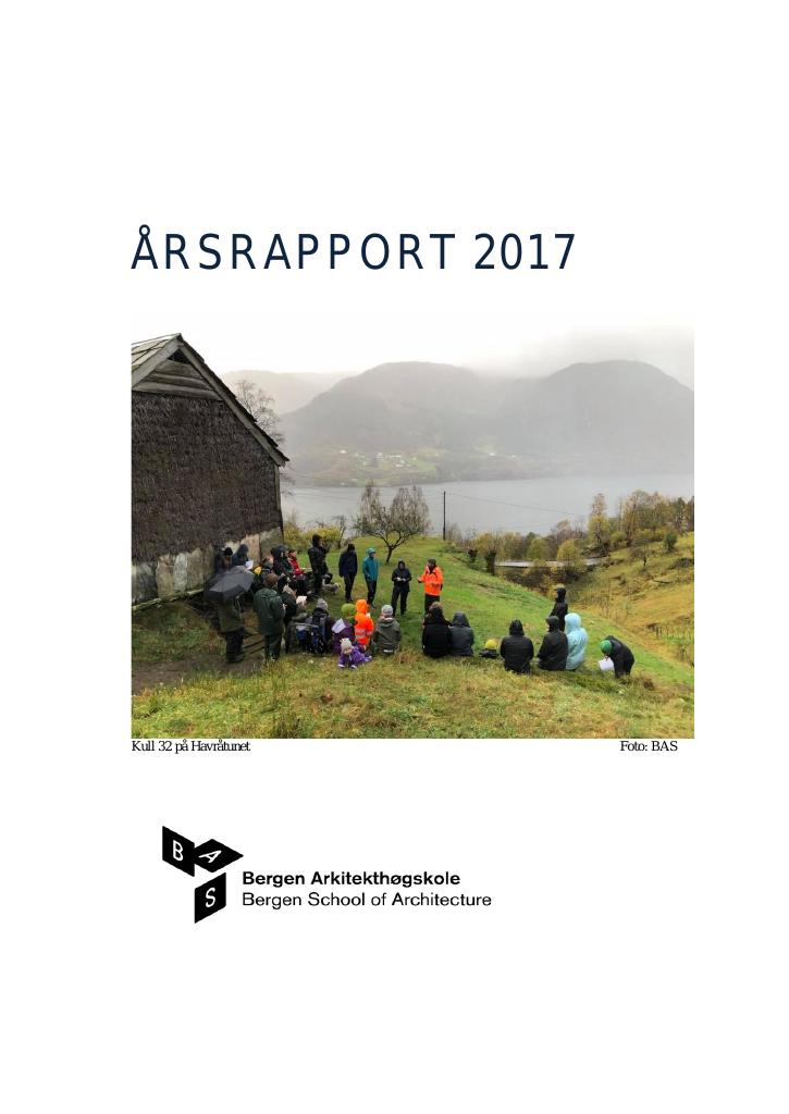 Forsiden av dokumentet Årsrapport Bergen Arkitekthøgskole 2017