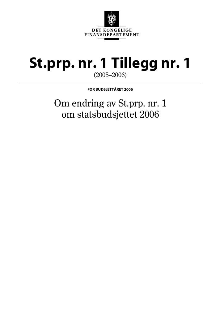 Forsiden av dokumentet St.prp nr. 1 Tillegg nr. 1 (2005-2006)