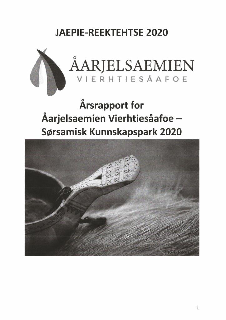 Forsiden av dokumentet Årsrapport Sørsamisk kunnskapspark 2020