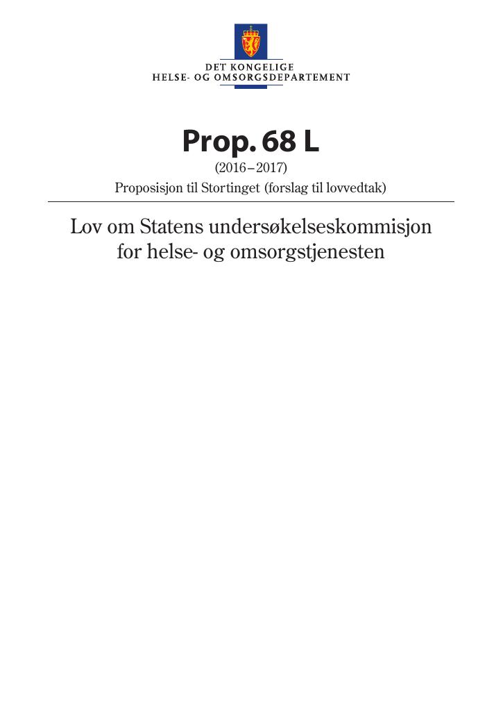 Forsiden av dokumentet Prop. 68 L (2016–2017)