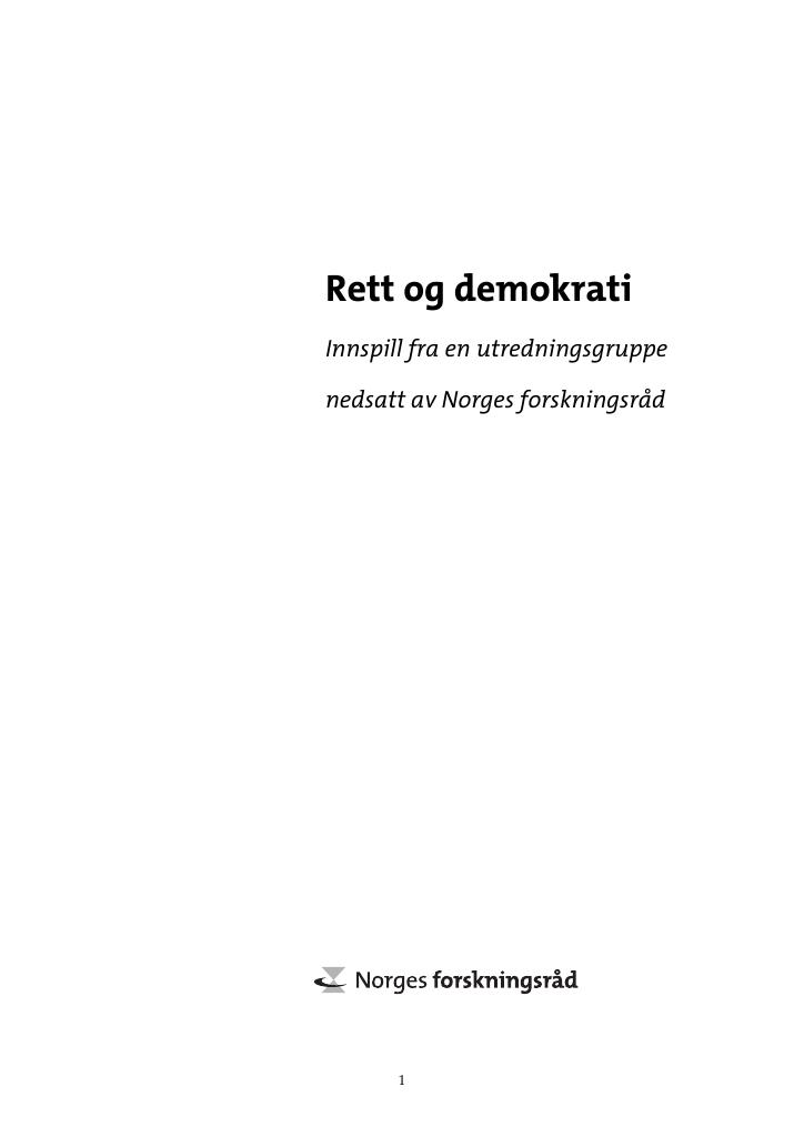 Forsiden av dokumentet Rett og demokrati