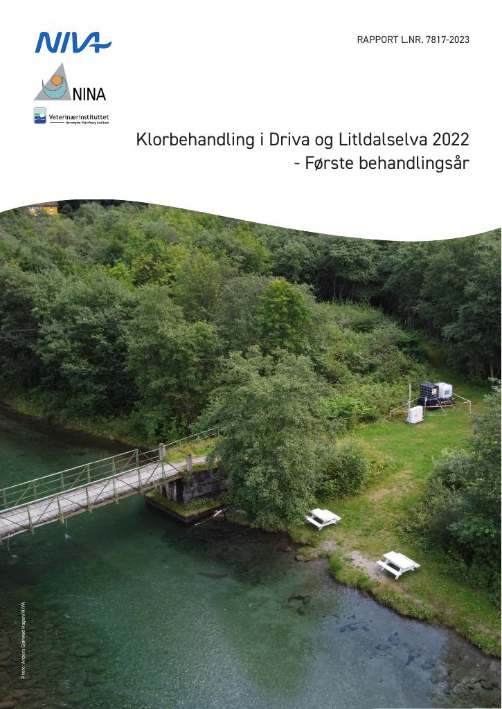 Forsiden av dokumentet Klorbehandling i Driva og Litldalselva 2022 : første behandlingsår