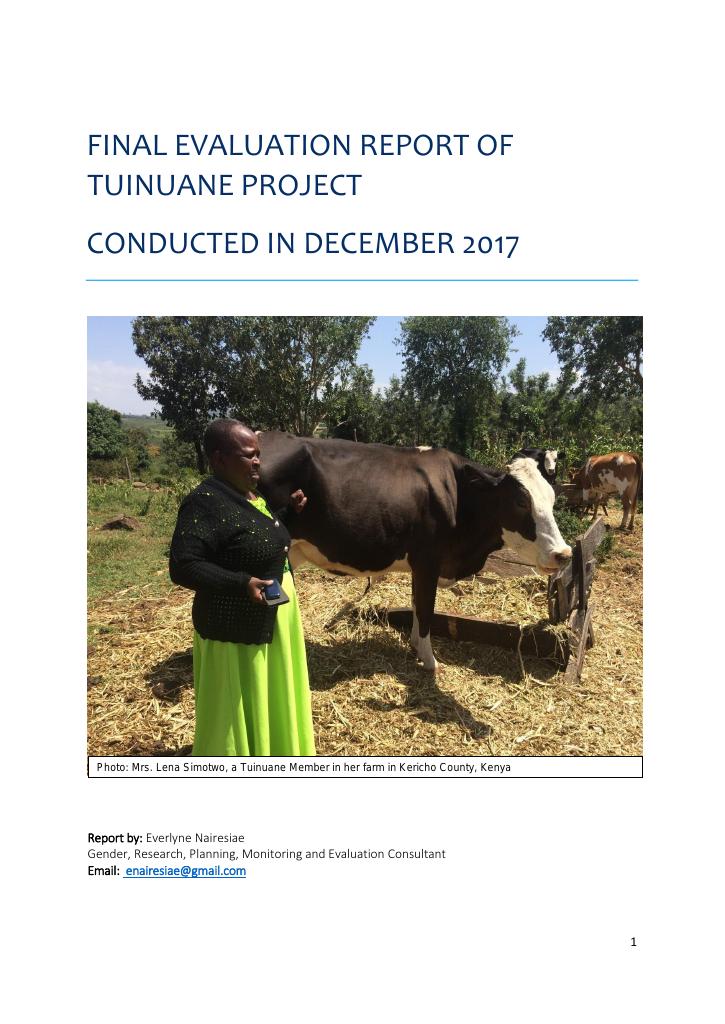 Forsiden av dokumentet Final Evaluation Report of Tuinuane Project