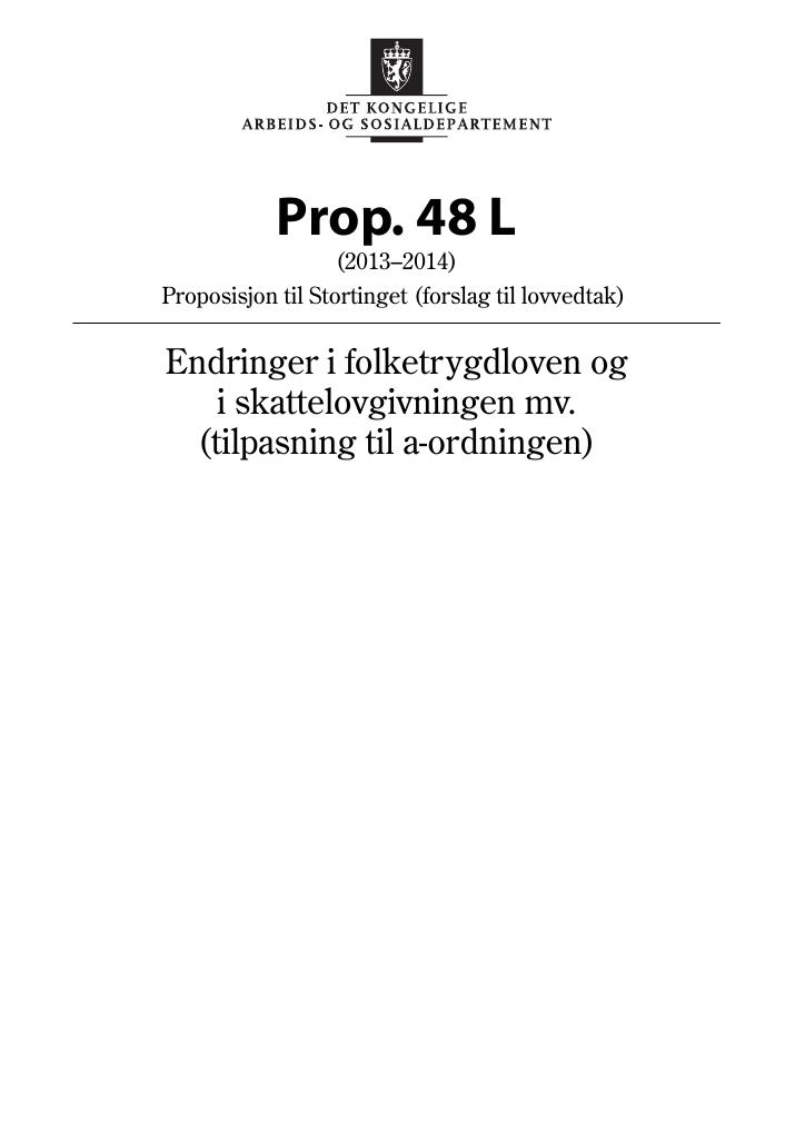 Forsiden av dokumentet Prop. 48 L (2013–2014)