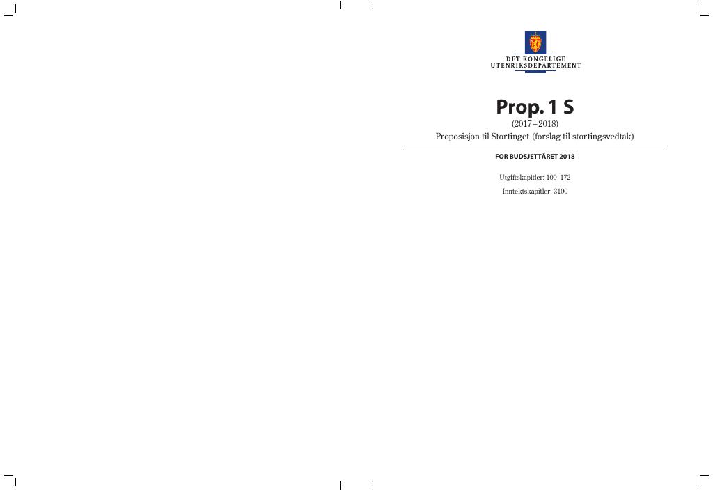 Forsiden av dokumentet Prop. 1 S (2017–2018)