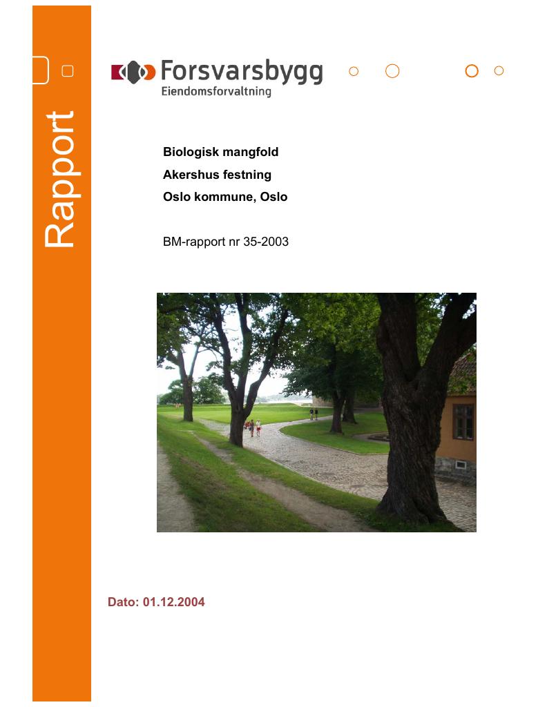 Forsiden av dokumentet Biologisk mangfold Akershus festning Oslo kommune, Oslo :