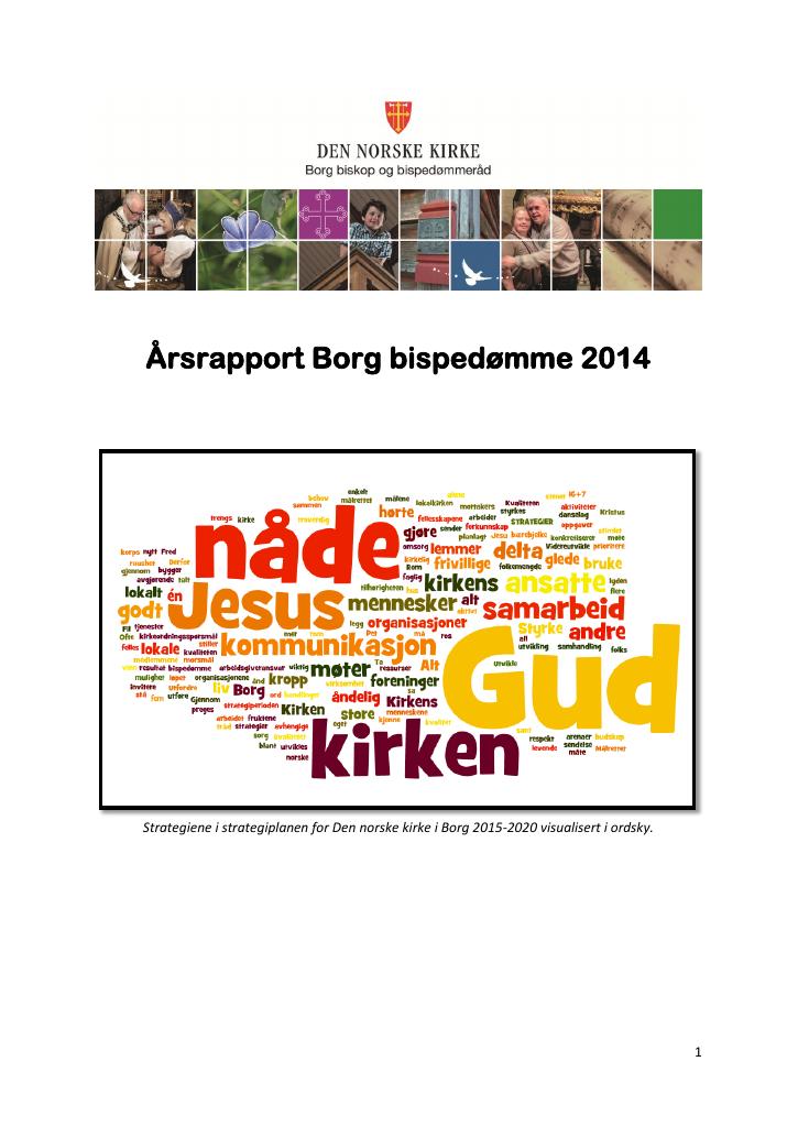 Forsiden av dokumentet Årsrapport Borg bispedømme 2014