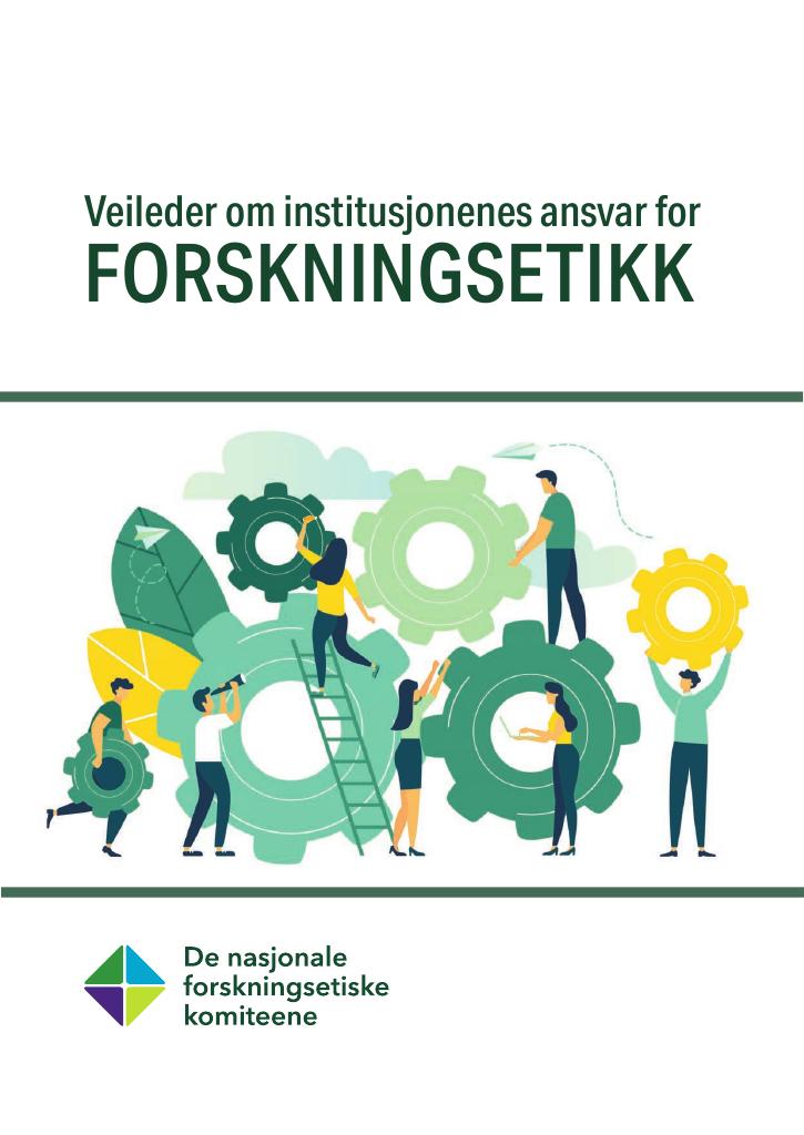 Forsiden av dokumentet Veileder om institusjonenes ansvar for forskningsetikk