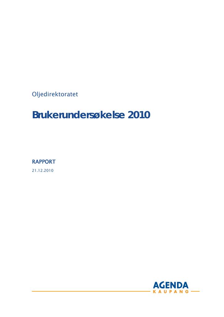 Forsiden av dokumentet Brukerundersøkelse 2010