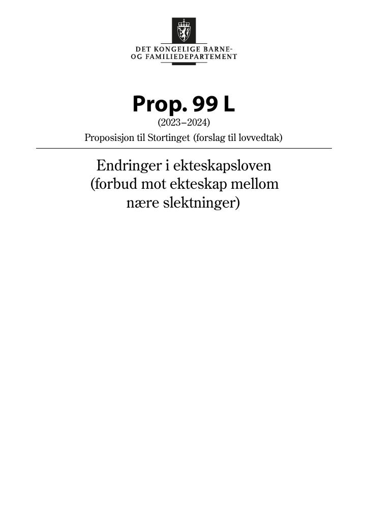 Forsiden av dokumentet Prop. 99 L (2023–2024)