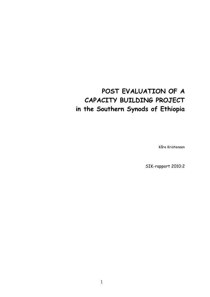 Forsiden av dokumentet Southern Church Unit - Capacity Building Project (SCU-CBP), Ethiopia