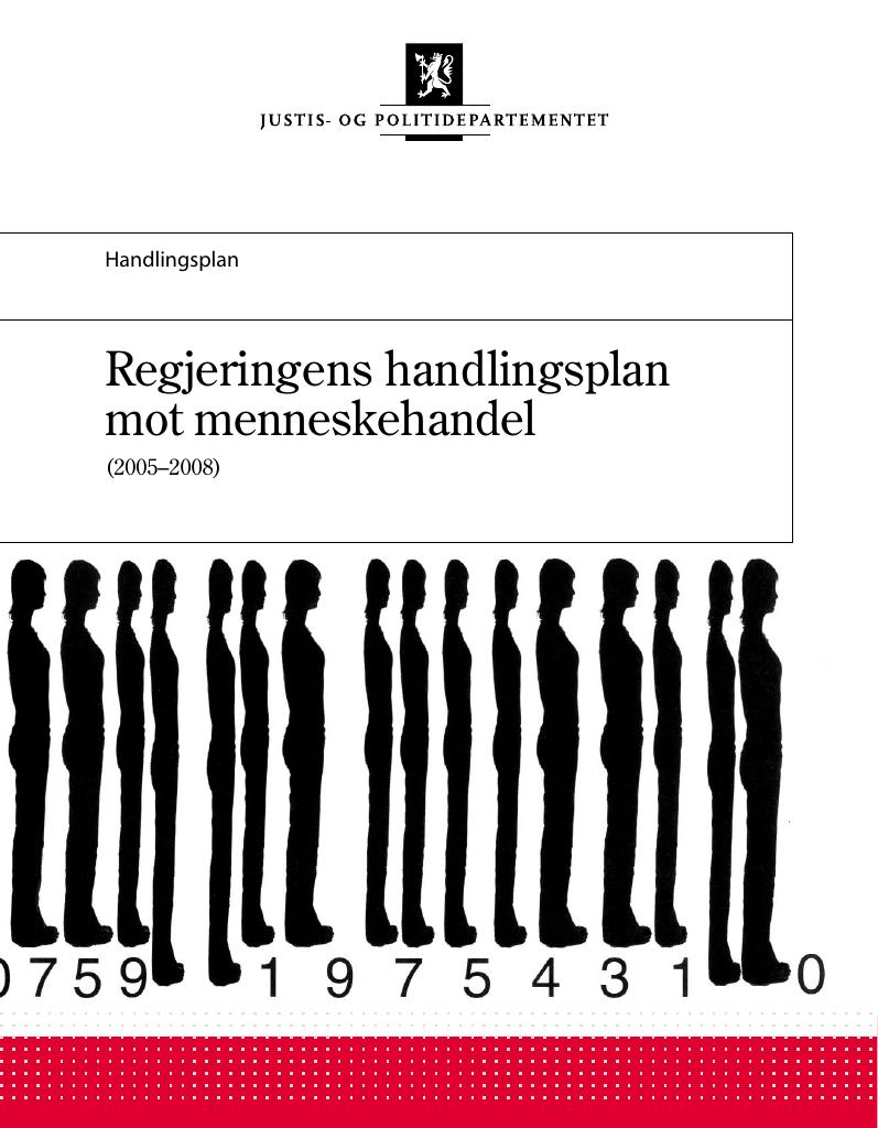 Forsiden av dokumentet Regjeringens handlingsplan mot menneskehandel (2005-2008)