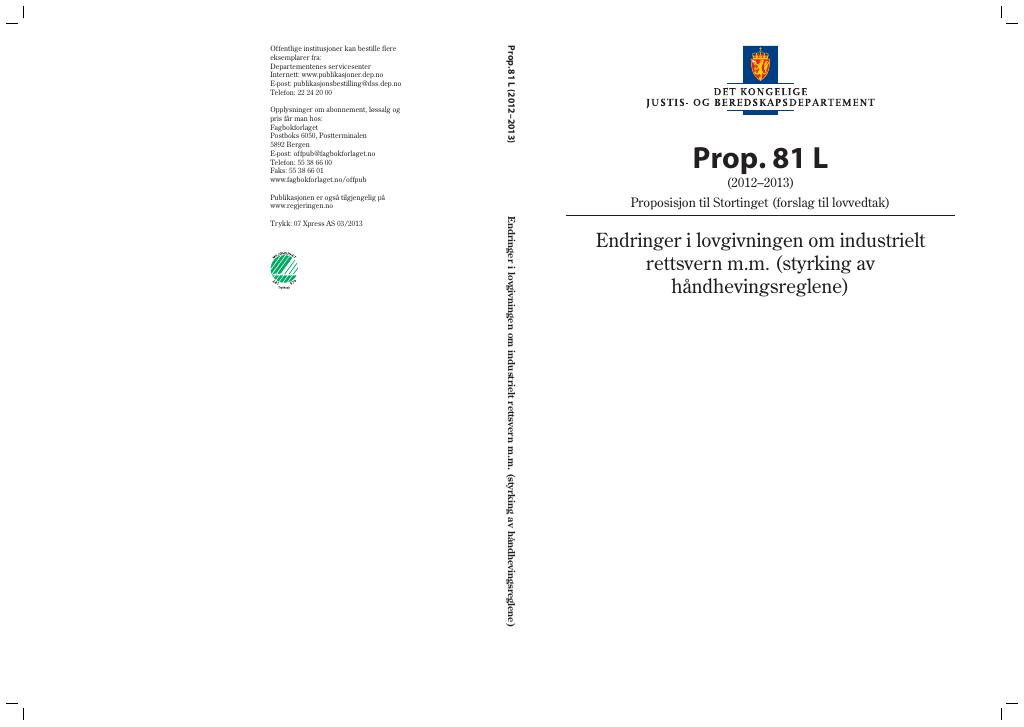 Forsiden av dokumentet Prop. 81 L (2012–2013)