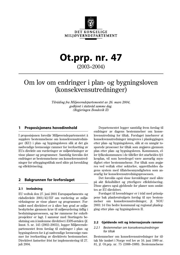 Forsiden av dokumentet Ot.prp. nr. 47 (2003-2004)