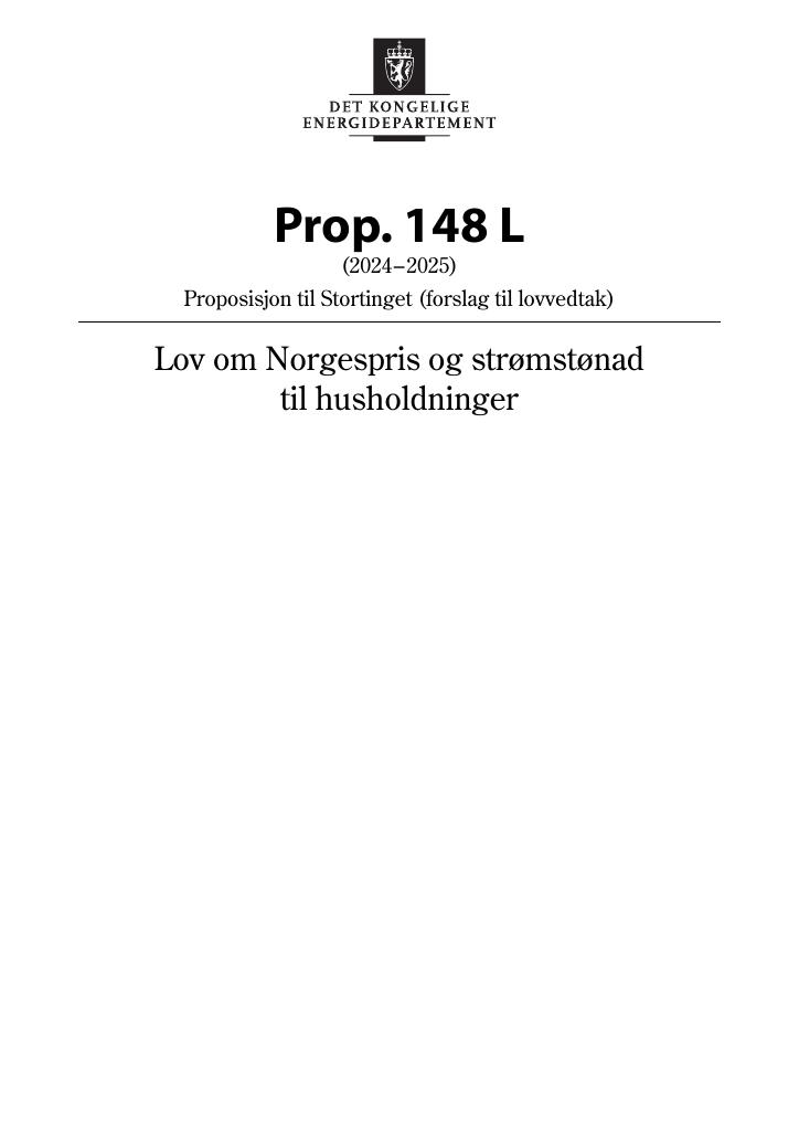 Forsiden av dokumentet Prop. 148 L (2024–2025)