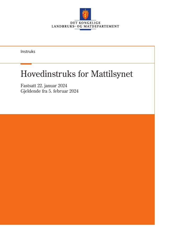 Forsiden av dokumentet Hovedinstruks for Mattilsynet.pdf