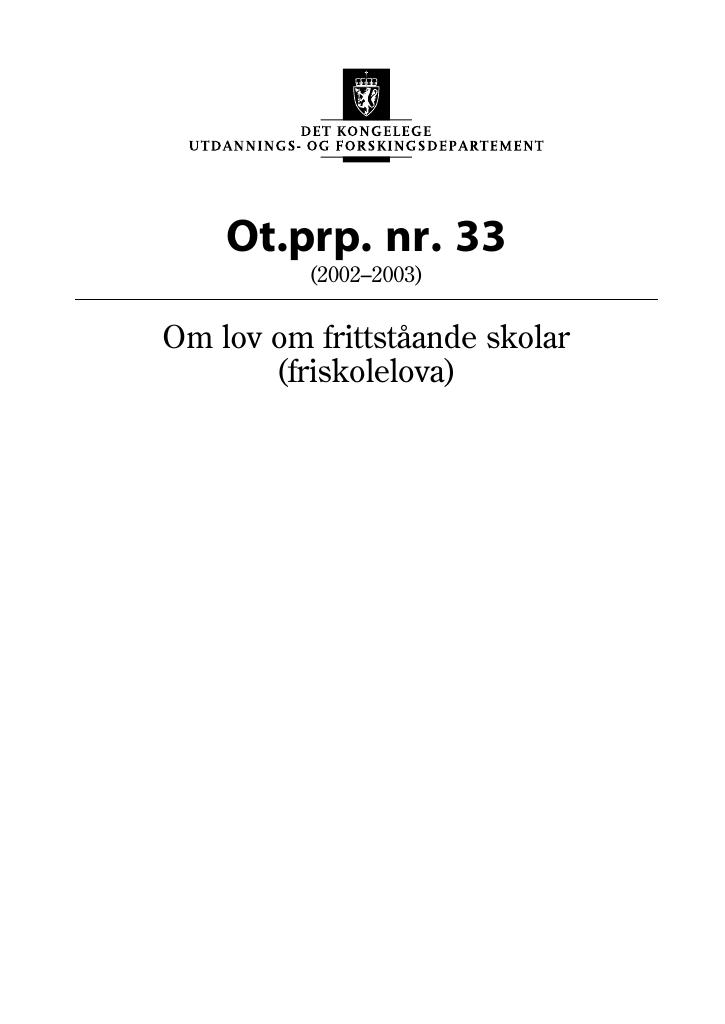 Forsiden av dokumentet Ot.prp. nr. 33 (2002-2003)