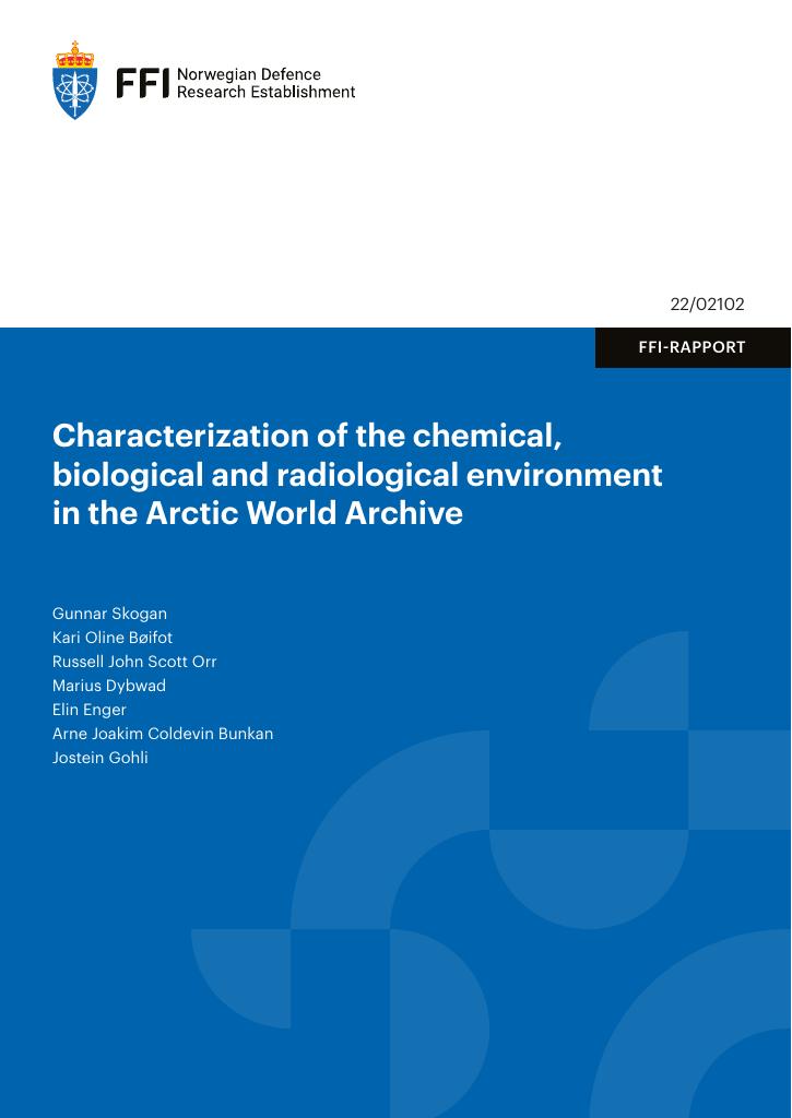 Forsiden av dokumentet Characterization of the chemical, biological and radiological environment in the Arctic World Archive