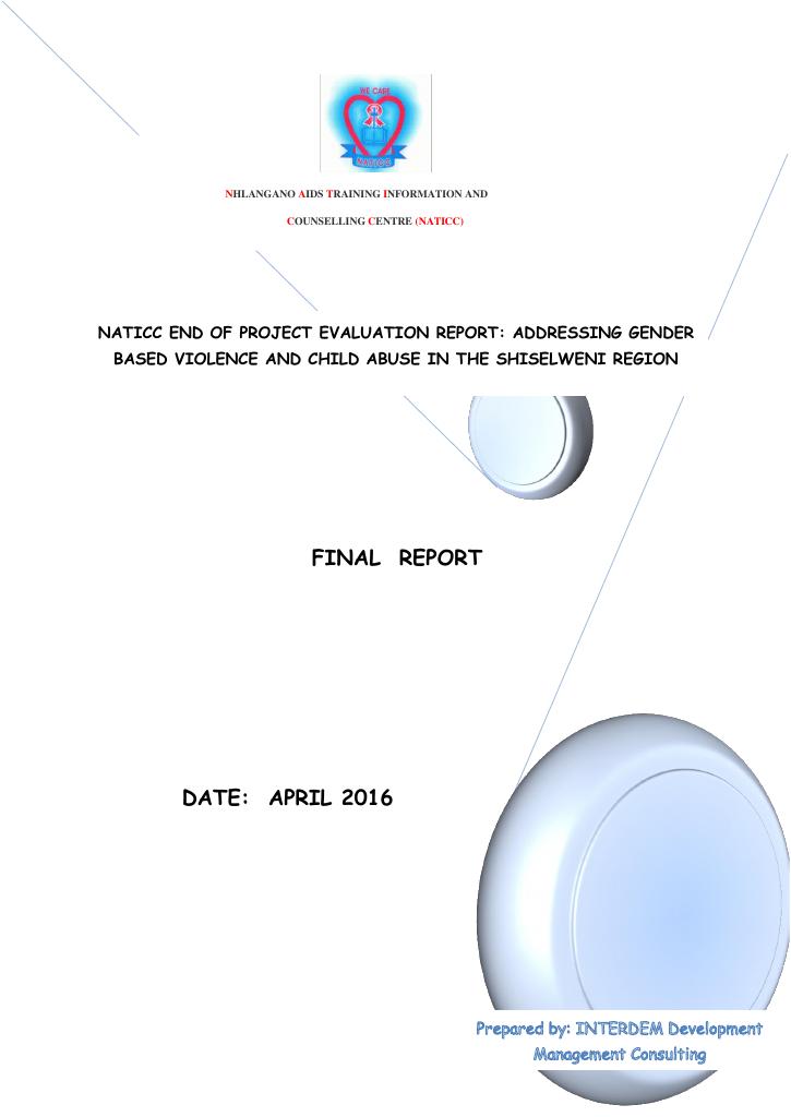 Forsiden av dokumentet Naticc End of Project Evaluation Report: Addressing Gender Based Violence and Child Abuse in the Shiselweni Region